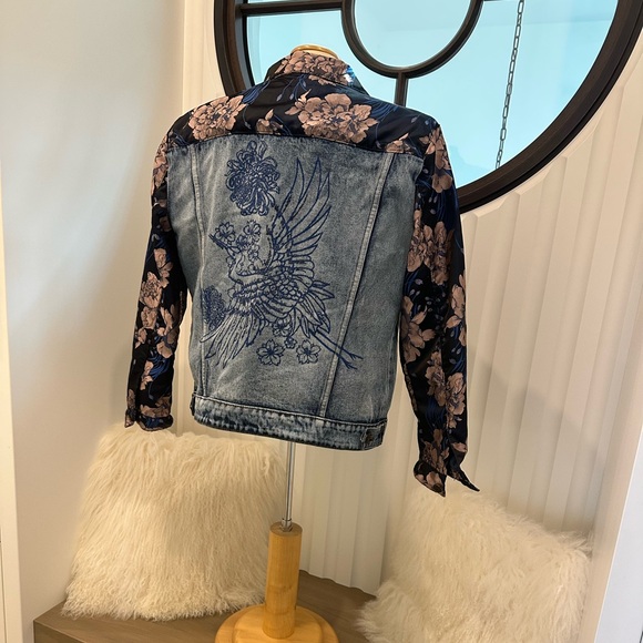 Desigual Denim Floral Jacket Size 38 - Picture 2 of 5